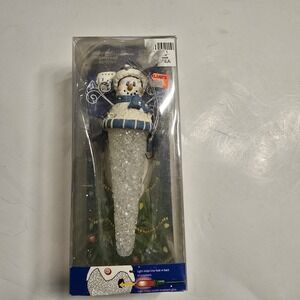 Glowing‎ Christmas Ornament Snowman Icicle Light Holder Decor Vintage